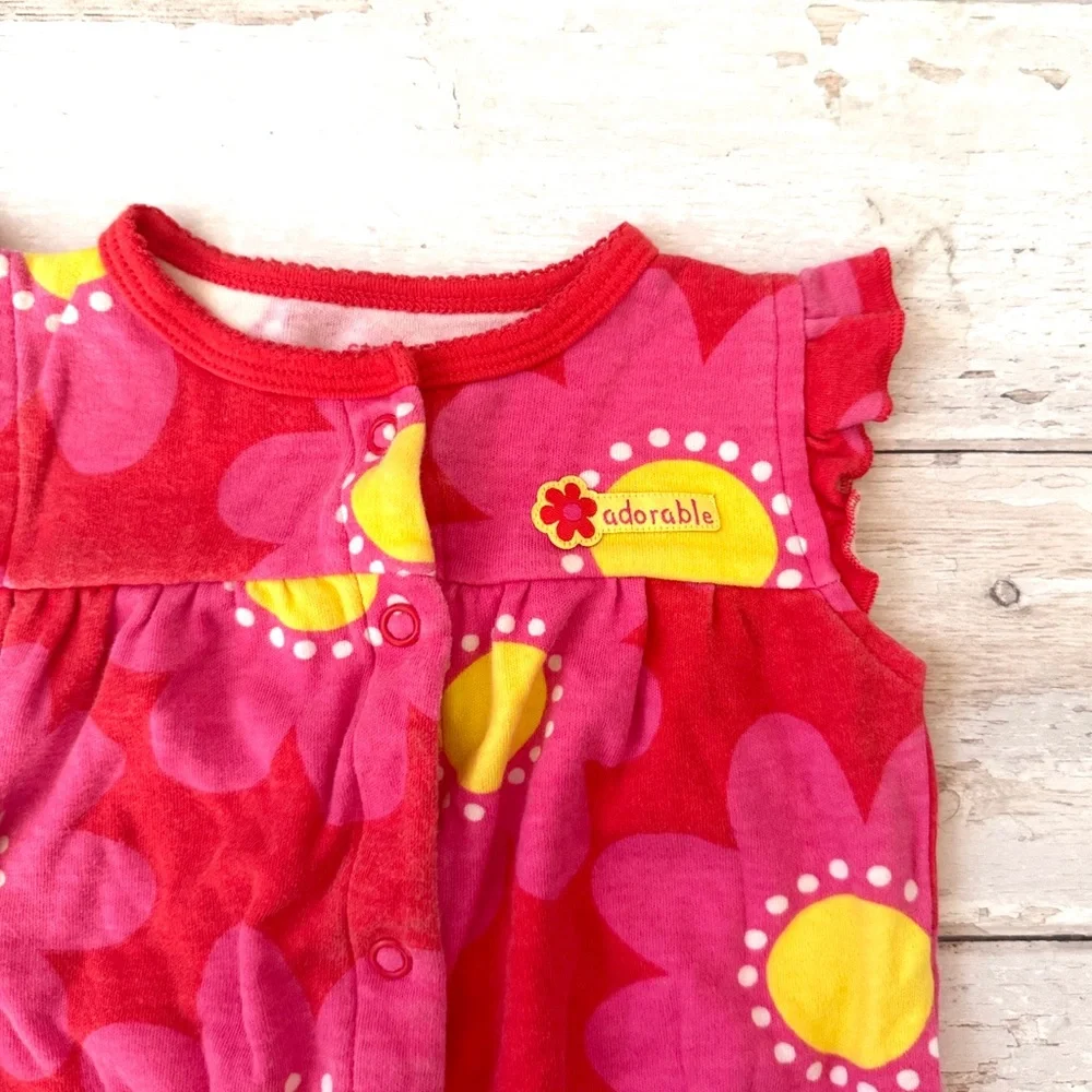 Carters 6m Baby Girl Summer Romper One Piece Pink Floral Flowers Outfit
